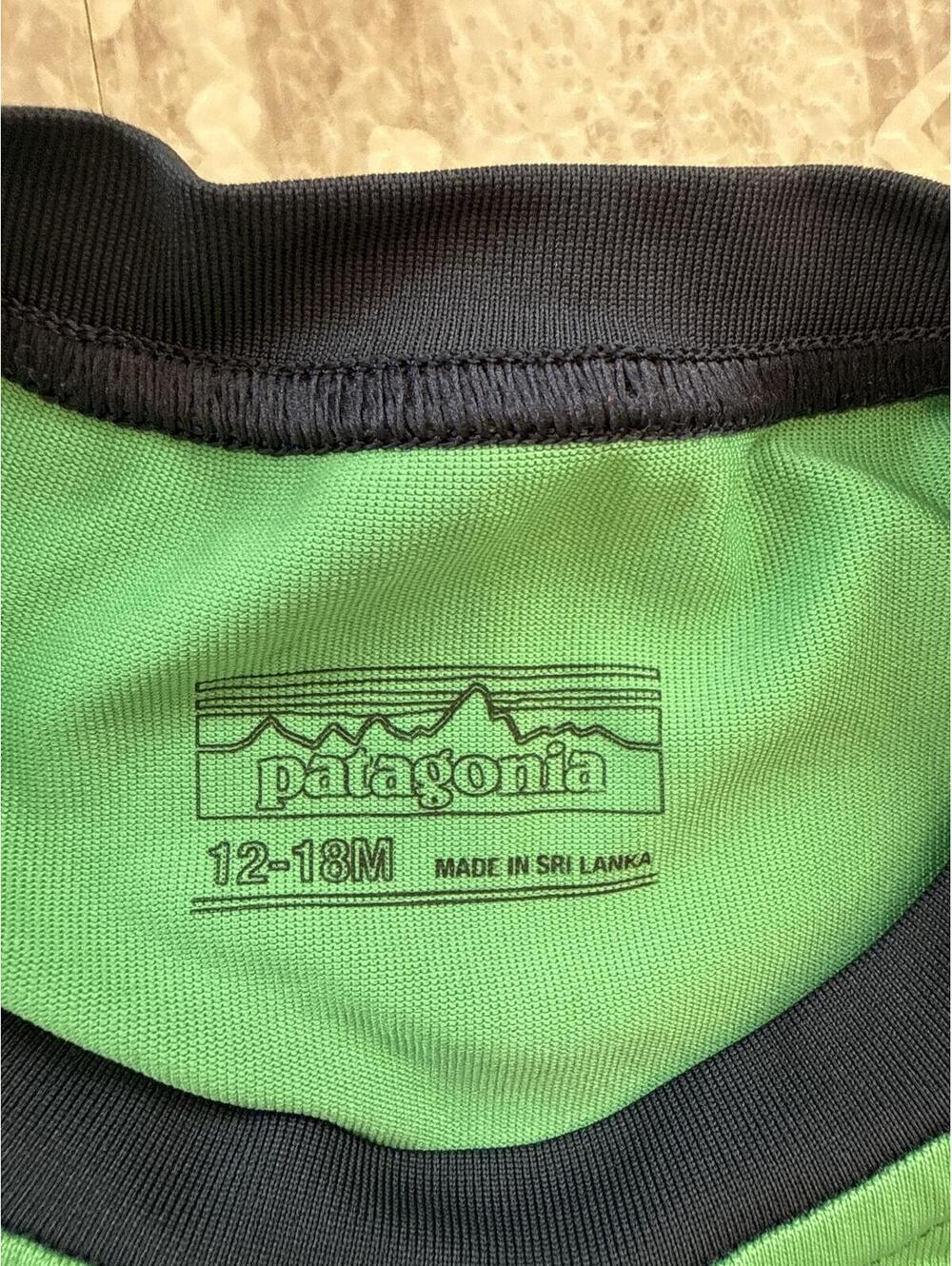 Patagonia Toddler Long Sleeve Shirt 12-18M Green and Navy Buffalo Graphic - Picture 2 of 5